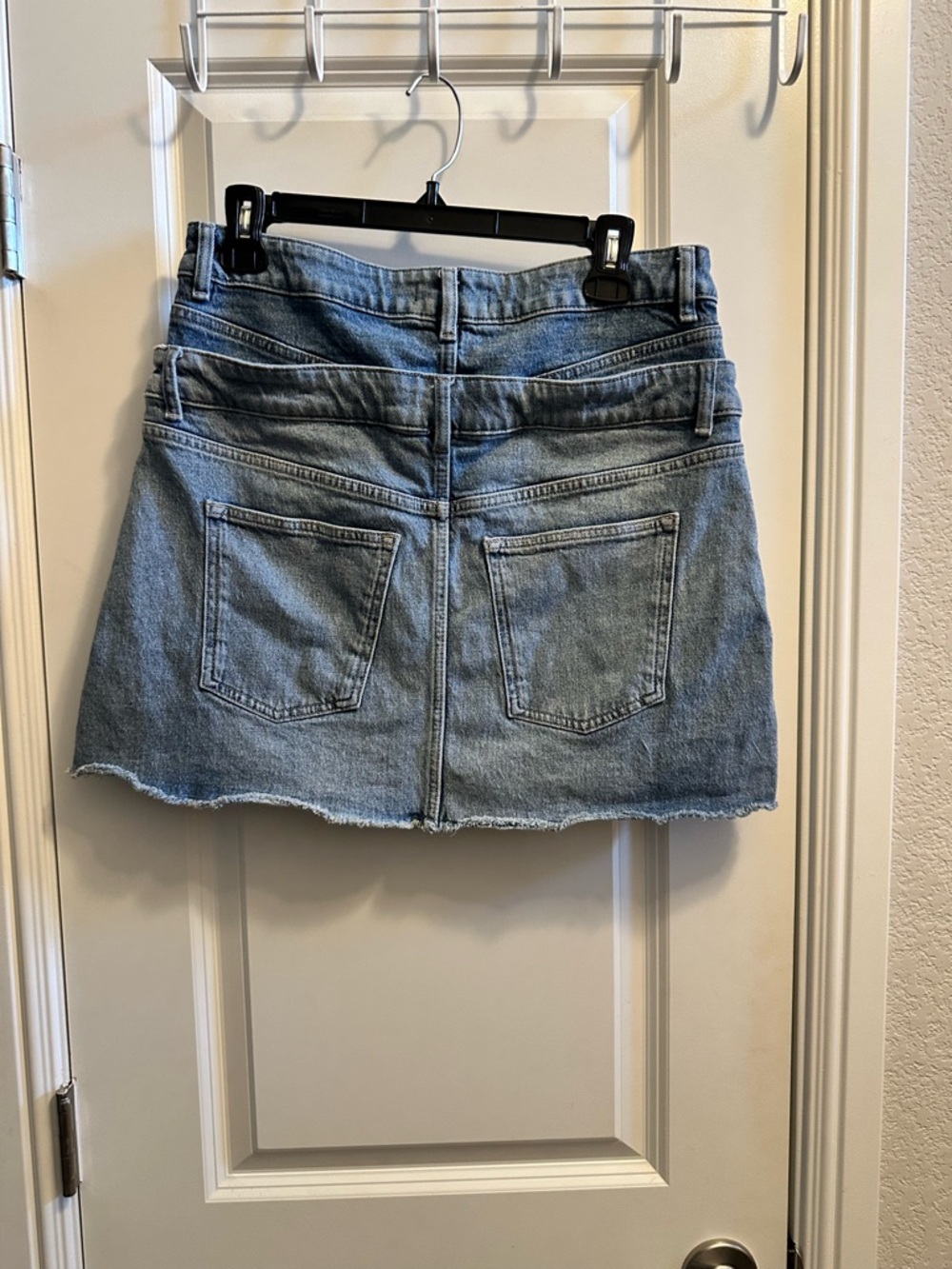 Warp + Weft Two-Tone Light Blue Denim Mini Skirt - Picture 7 of 8
